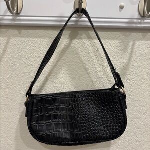 Black Croc Shoulder Bag